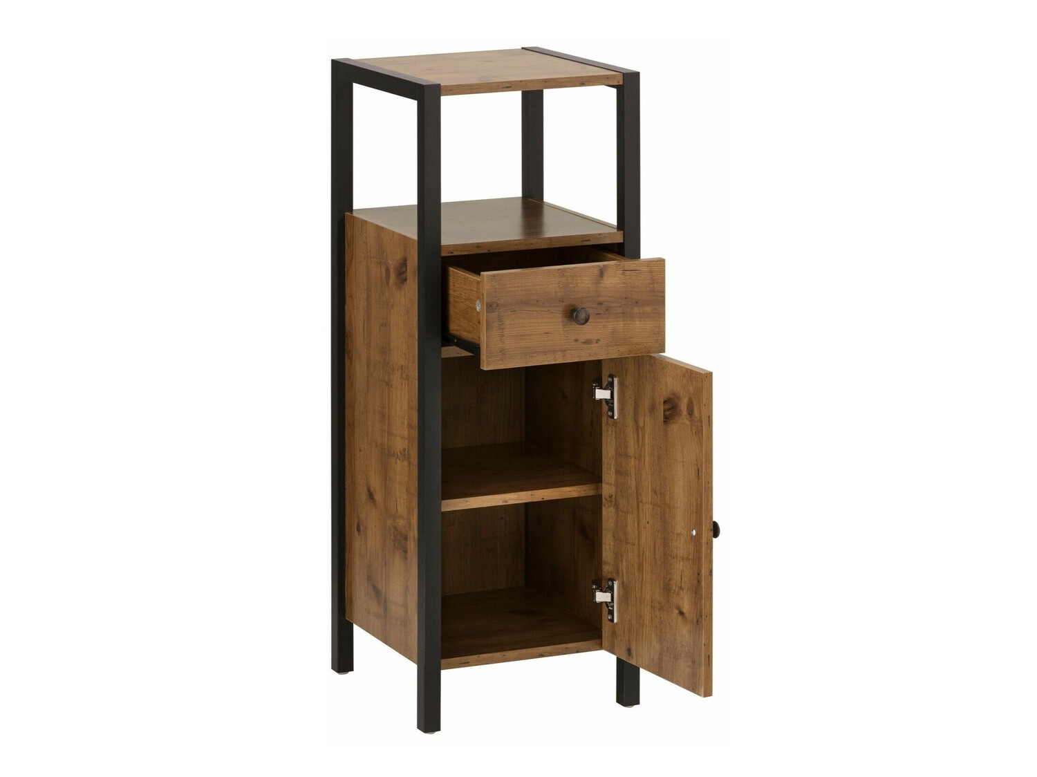 Stāvošs vannas skapītis Larnovo 112 (Tumšs ozols + Melns)