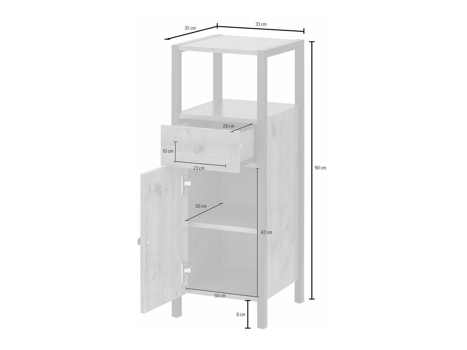 Stāvošs vannas skapītis Larnovo 112 (Tumšs ozols + Melns)