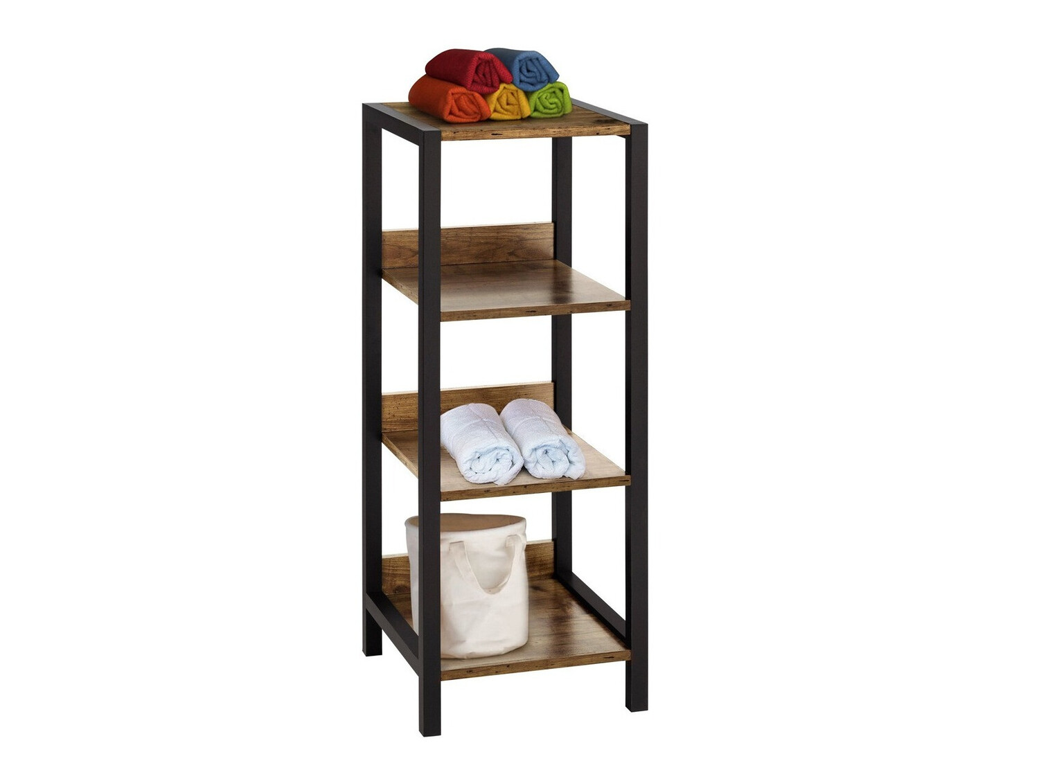 Стеллаж Larnovo 107 (Темный дуб + Чёрный)