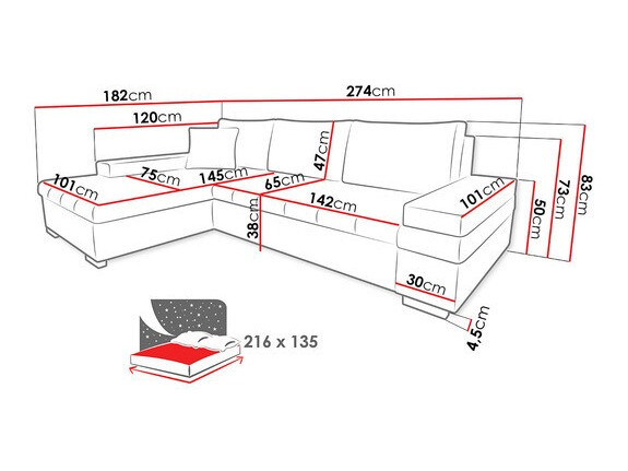 Угловой диван Comfivo 121 (Soft 011 + Lux 05)