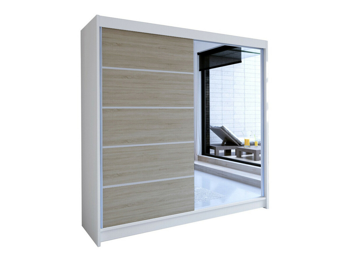 Skapis Closico 142 (Balts + Sonomas ozols)