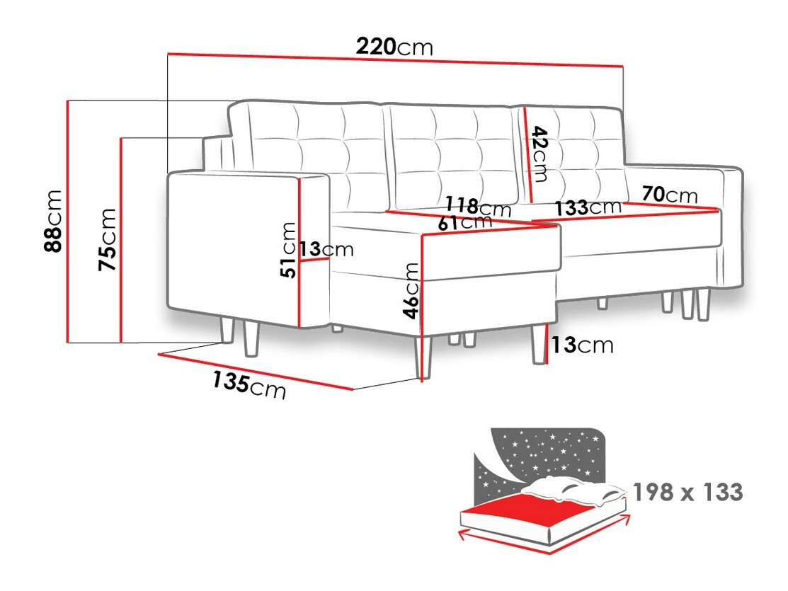 Stūra dīvāns Columbus 108 (Kronos 09)