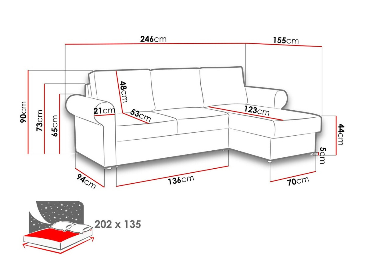 Stūra dīvāns Columbus 131 (Kronos 01)