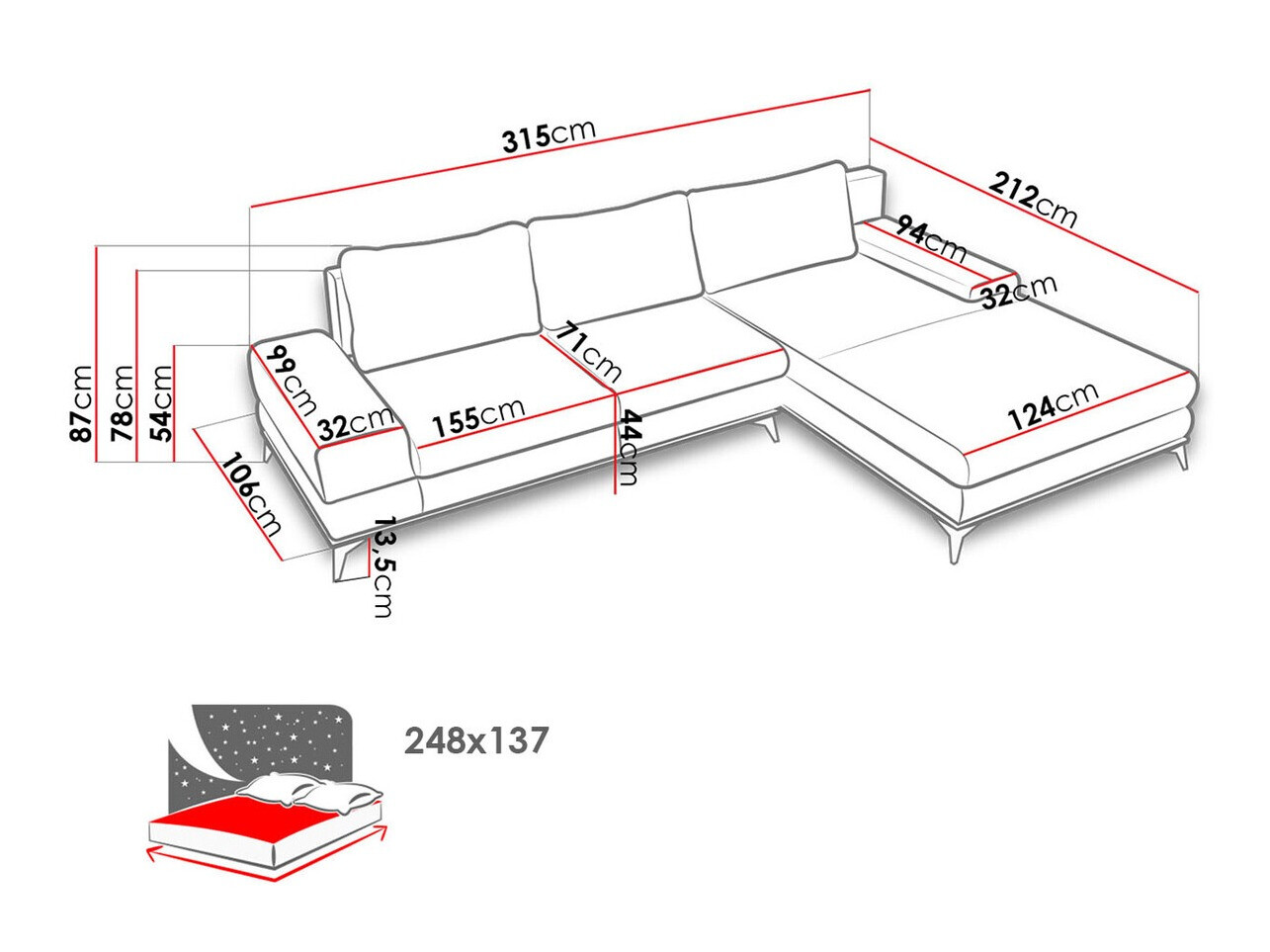 Угловой диван Lincoln 136 (Soro 95)