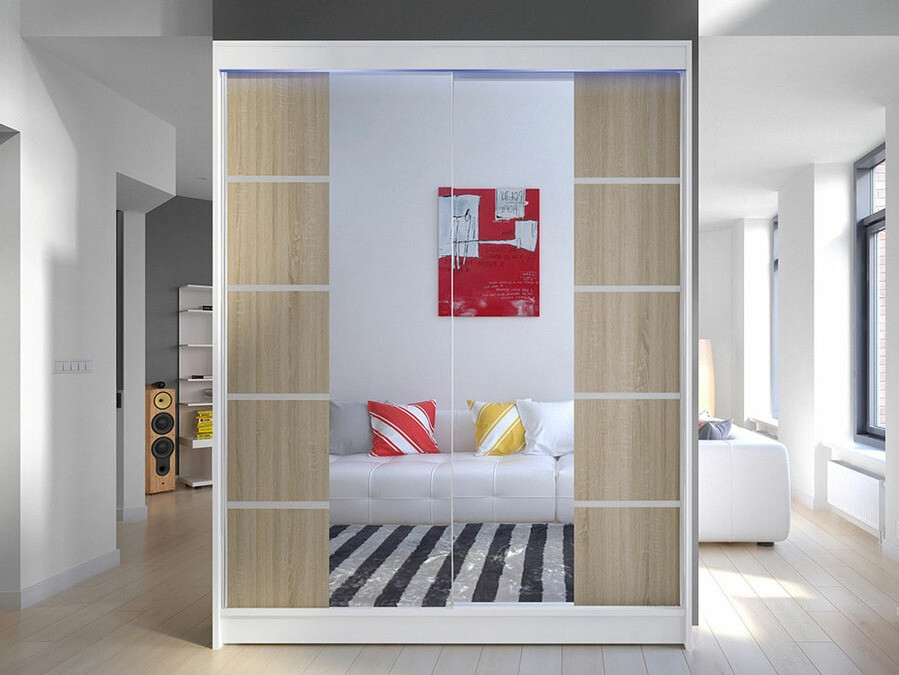 Skapis Closico 146 (Balts + Sonomas ozols)