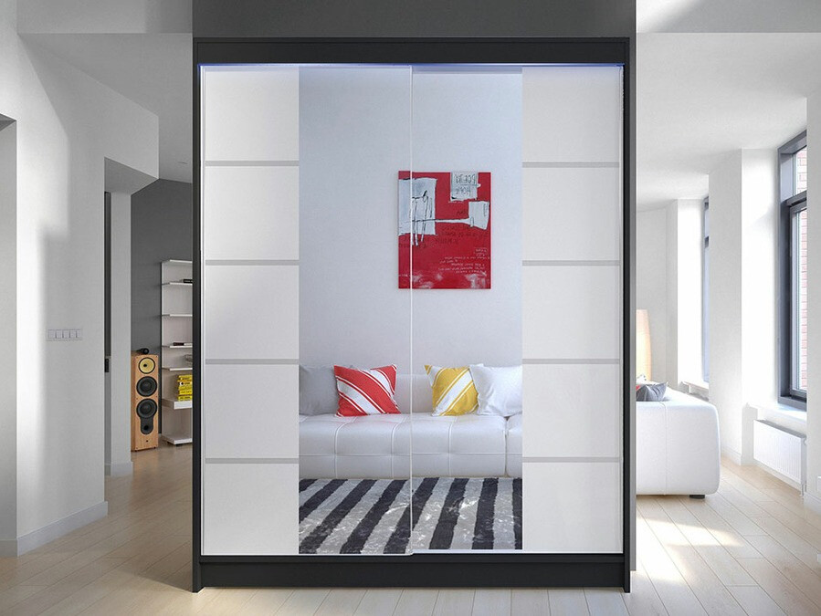 Skapis Closico 146 (Melns + Balts)