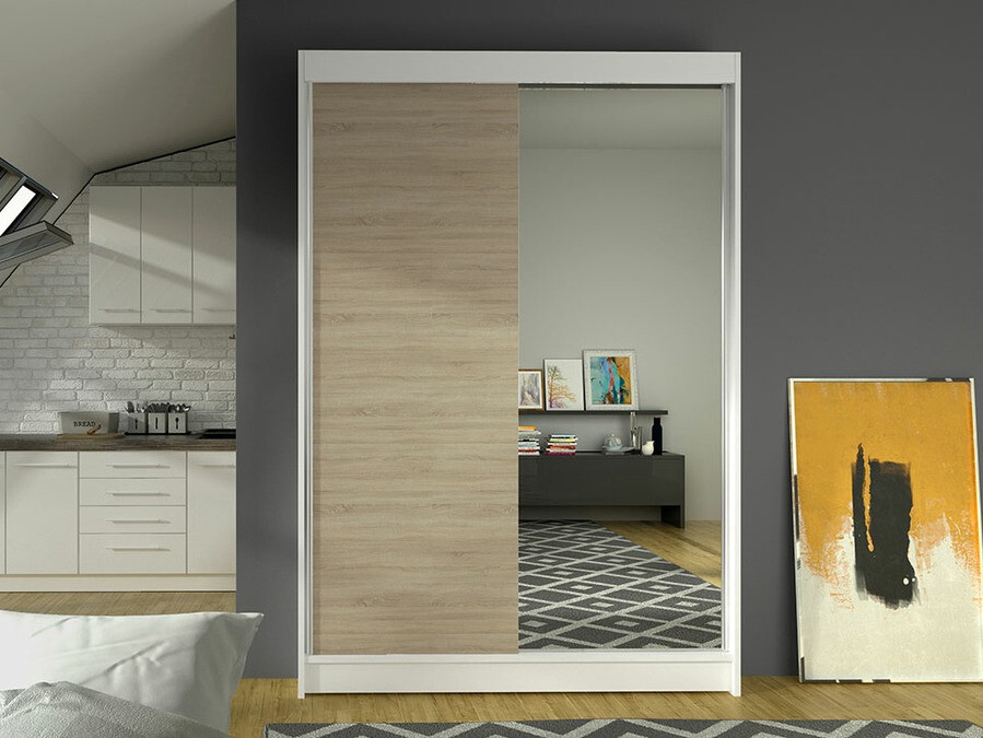 Skapis Closico 147 (Balts + Sonomas ozols)