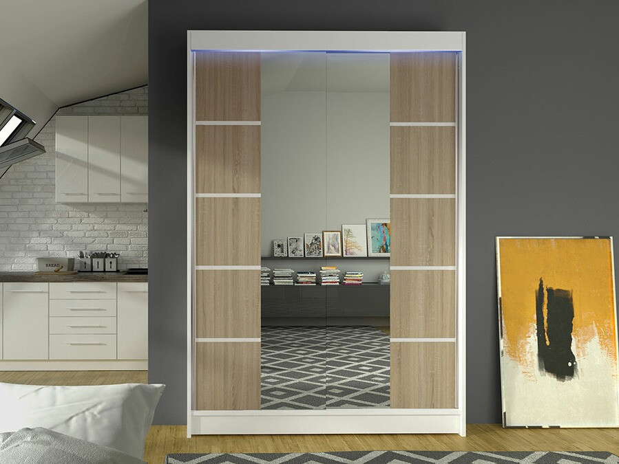 Skapis Closico 151 (Balts + Sonomas ozols)