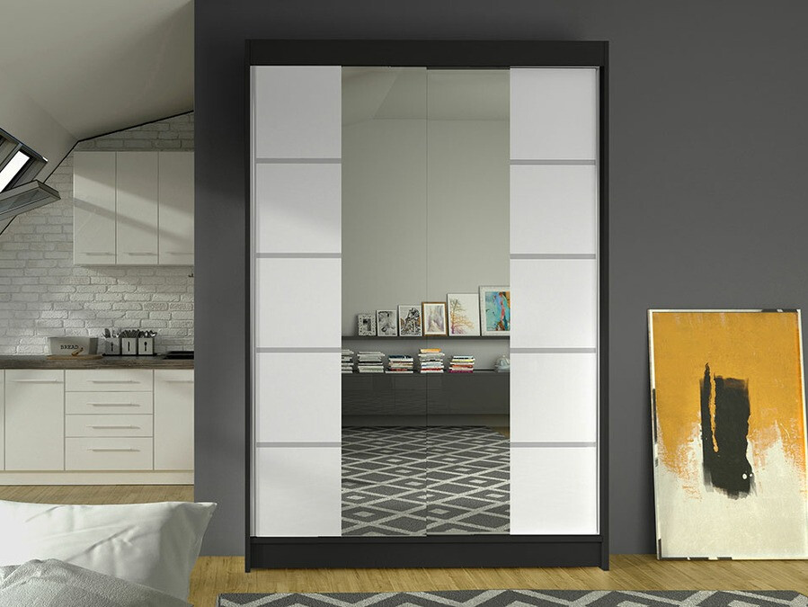 Skapis Closico 151 (Melns + Balts)