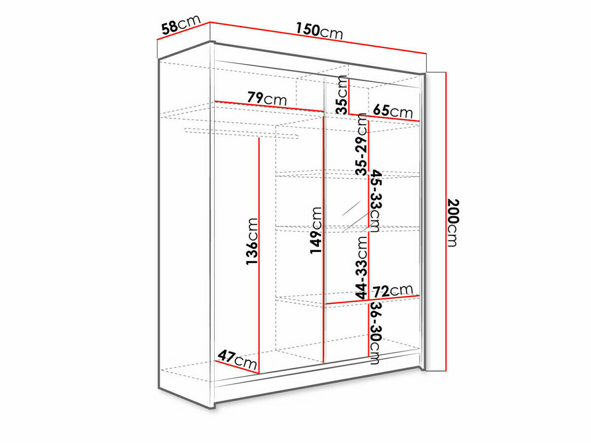 Skapis Closico 140 (Melns + Balts)