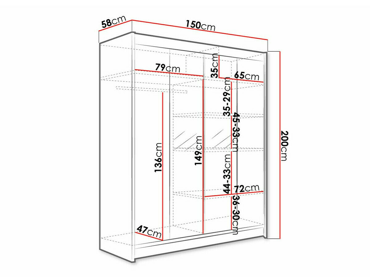Skapis Closico 141 (Balts + Melns)