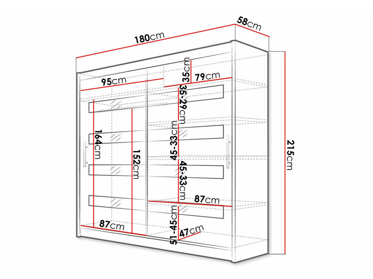 Skapis Closico 156 (Melns + Glancēts balts)