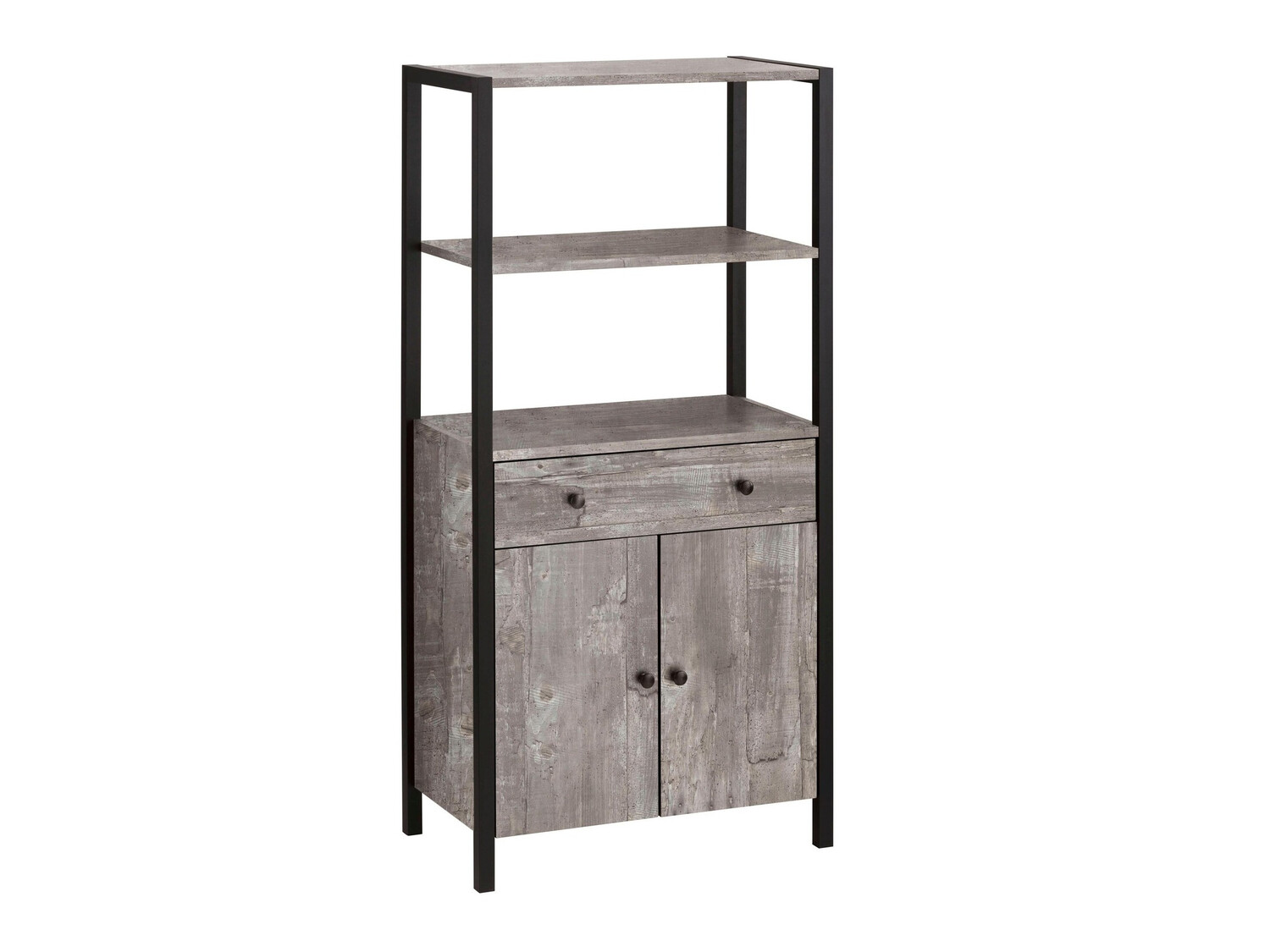 Полка для ванной Larnovo 111 (Серый дуб + Чёрный)