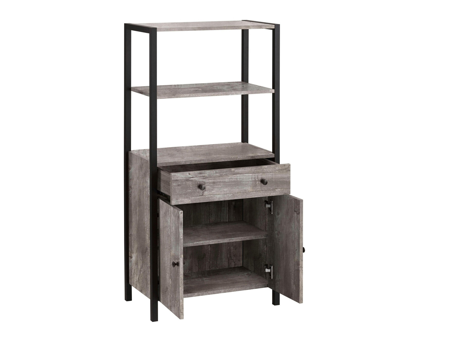 Полка для ванной Larnovo 111 (Серый дуб + Чёрный)