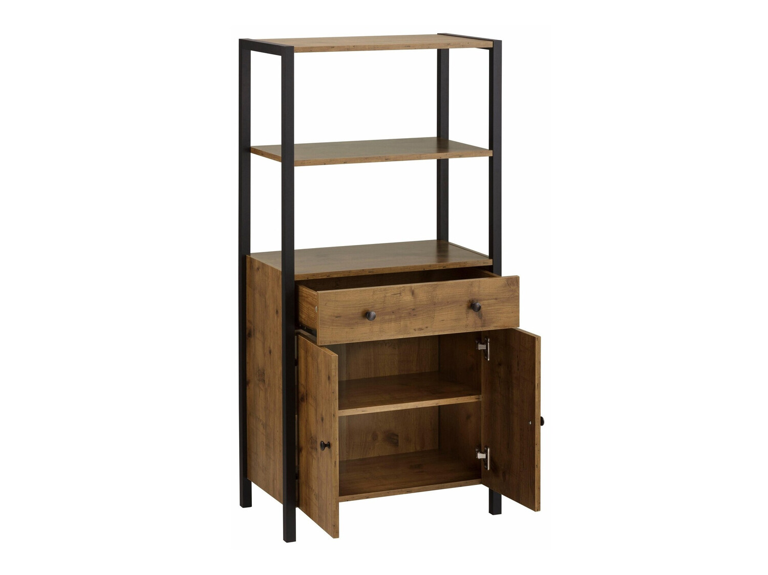 Полка для ванной Larnovo 111 (Темный дуб + Чёрный)