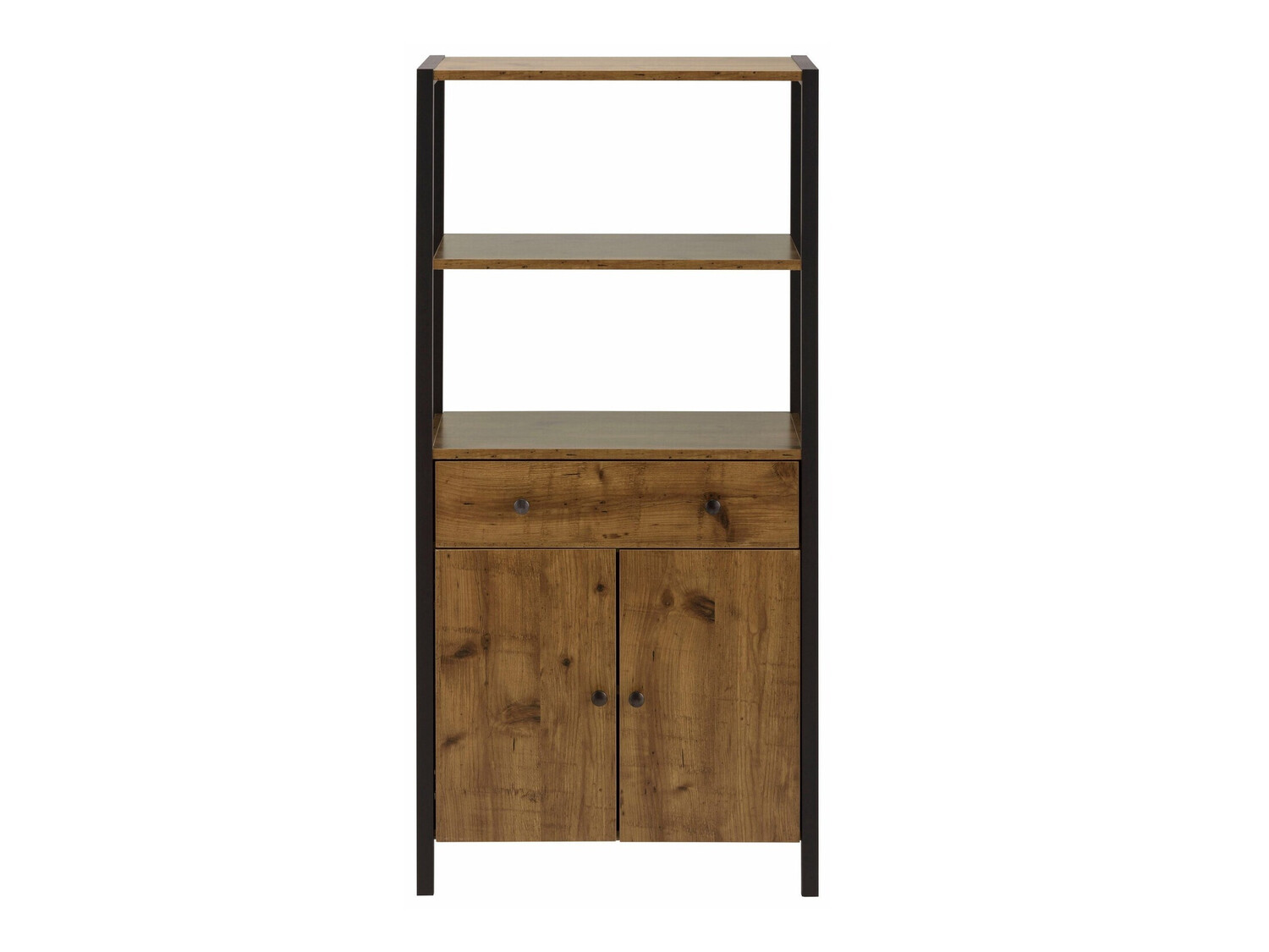 Полка для ванной Larnovo 111 (Темный дуб + Чёрный)