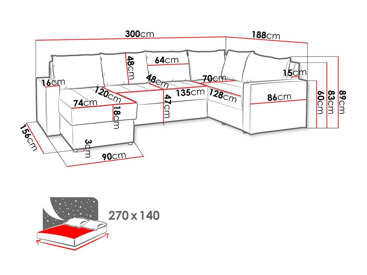 Stūra dīvāns Providence 144 (Loca 21)