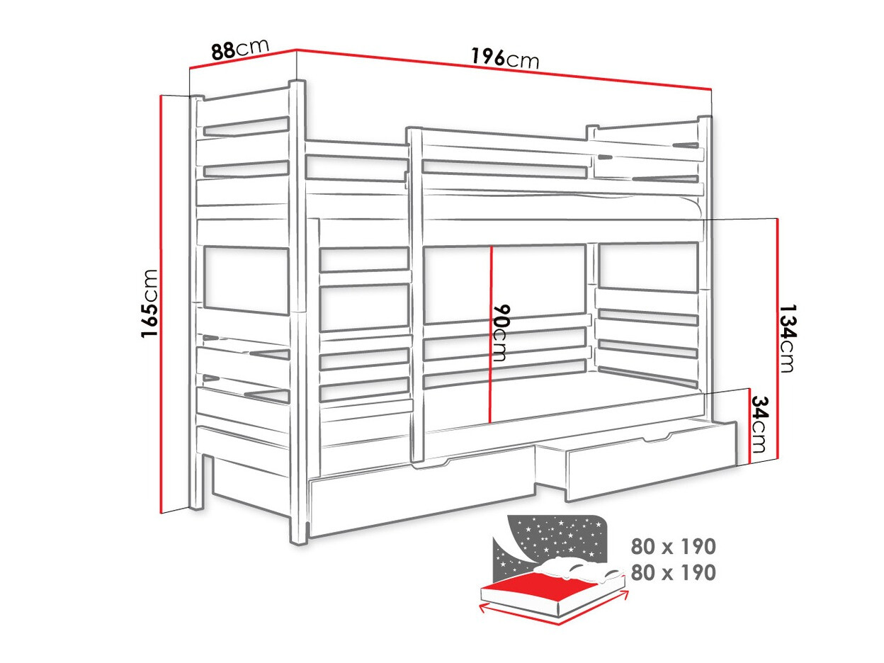 Двухъярусная кровать Ogden 100 (Антрацит)