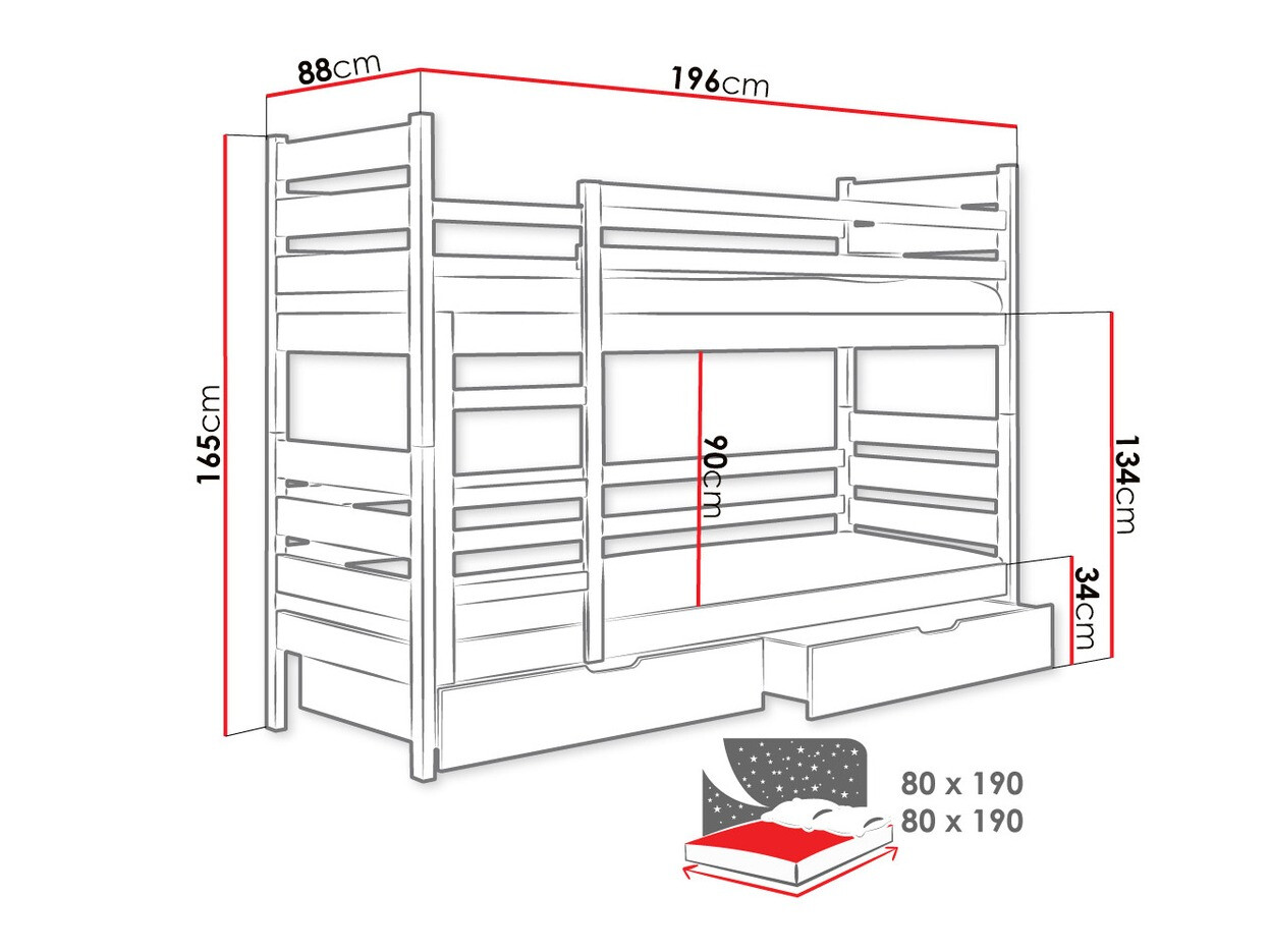 Двухъярусная кровать Ogden 100 (Сосна)