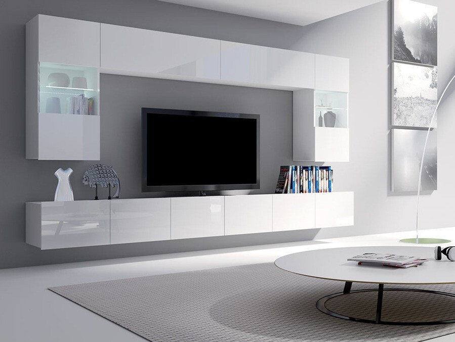 Viesistabas komplekts Tivdalu 105 (Balts + Glancēts balts)