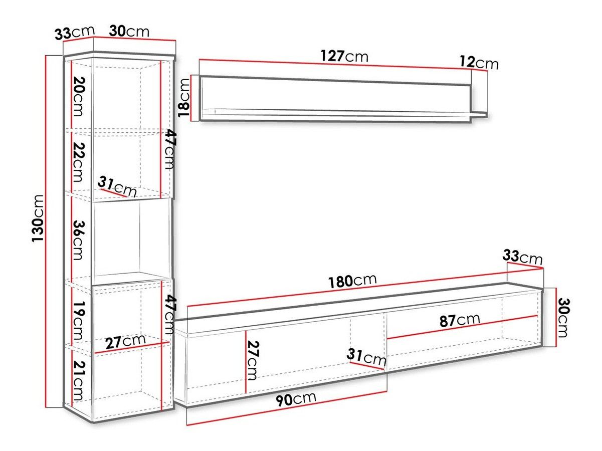Набор для гостиной Sarasota 130 (Белый + Глянцевый белый)