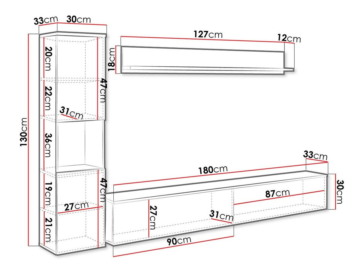 Набор для гостиной Sarasota 130 (Белый + Глянцевый белый)