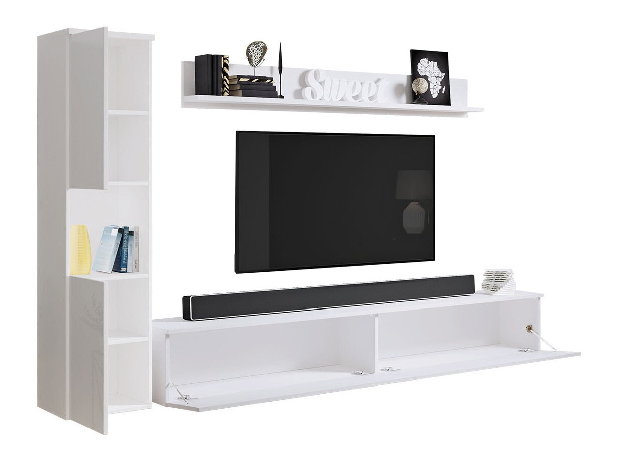 Viesistabas komplekts Sarasota 130 (Balts + Glancēts balts)