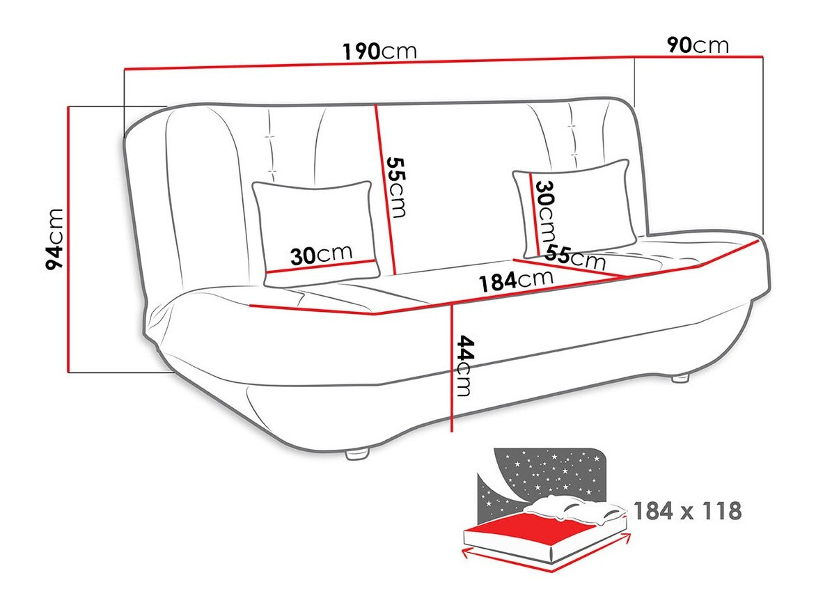 Dīvāns gulta Comfivo Cervus (Alova 04 + Alova 46)