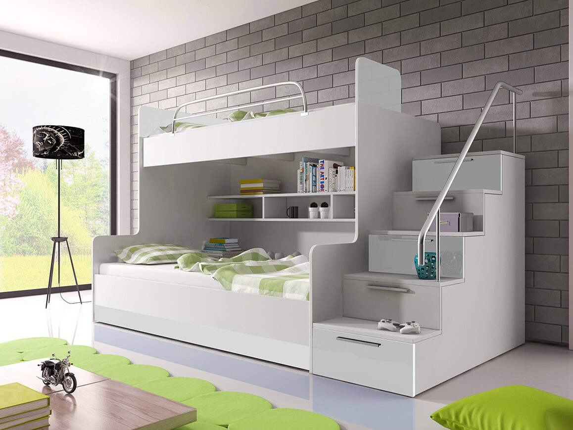 Divstāvu gulta Salmere 111 (Balts + Glancēts balts)