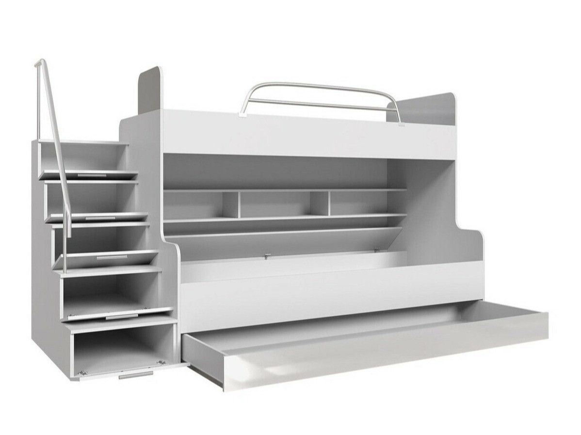 Двухъярусная кровать Salmere 111 (Белый + Глянцевый белый + Глянцевый серый)