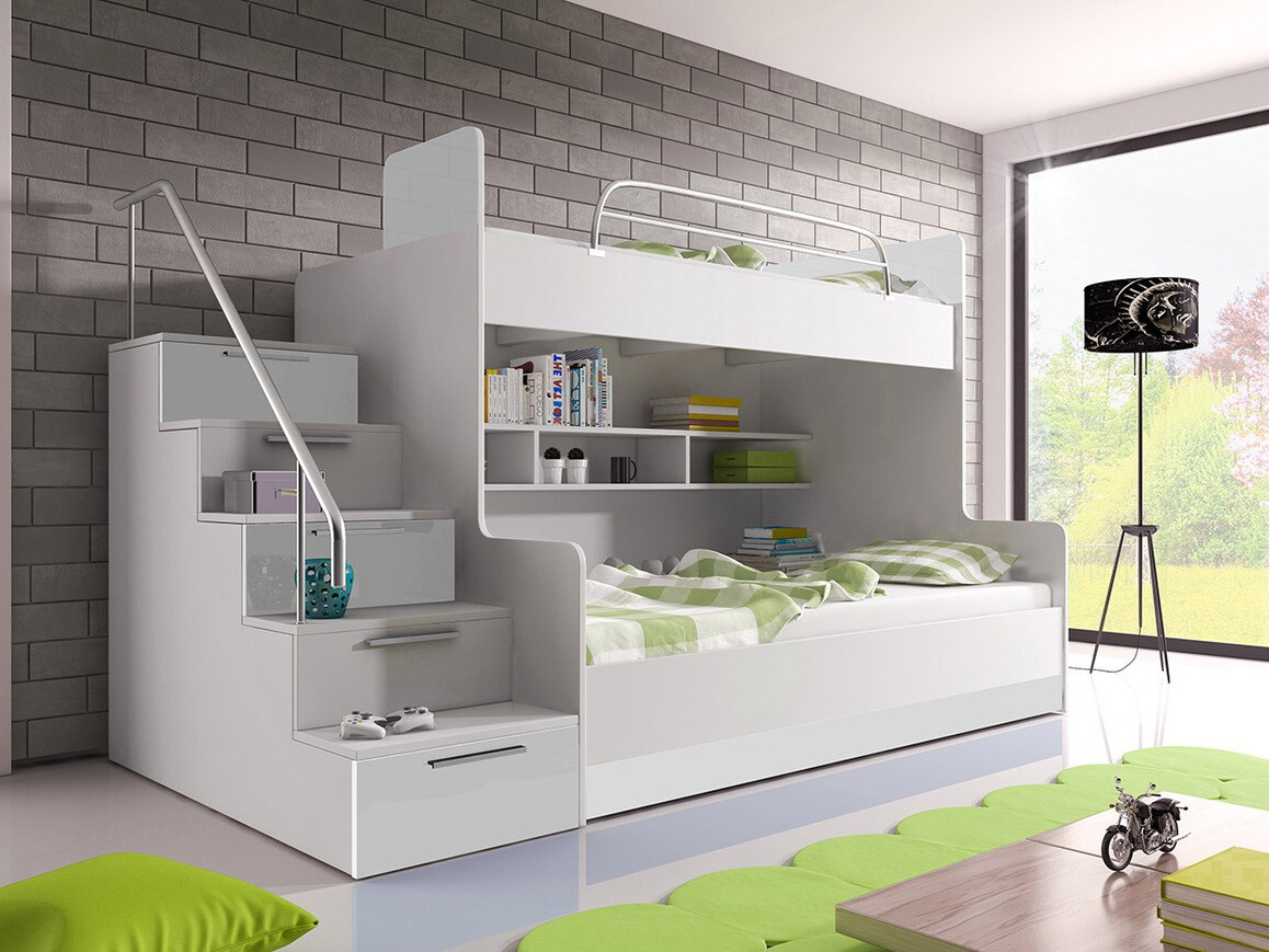 Двухъярусная кровать Salmere 111 (Белый + Глянцевый белый)