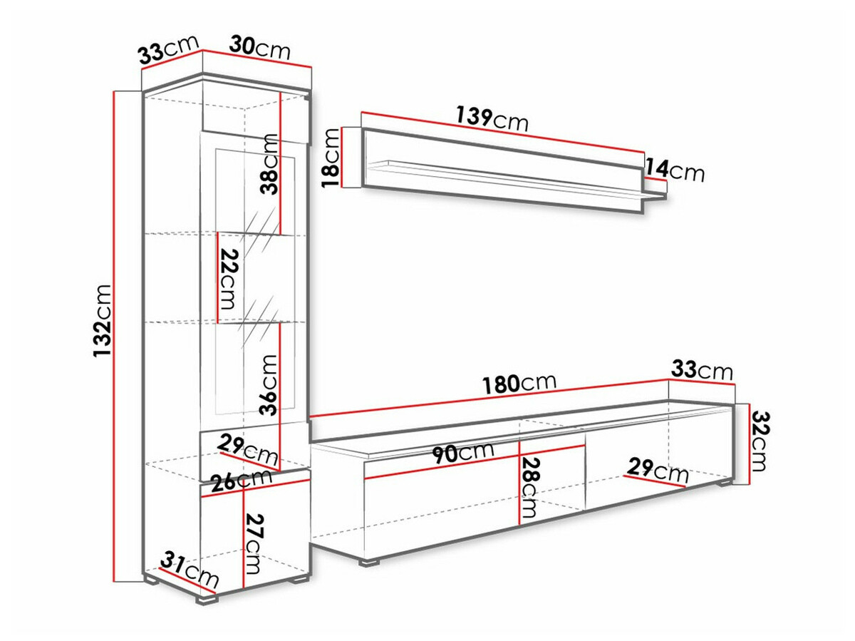 Viesistabas komplekts Sarasota 125 (Votan ozols + Glancēts melns)