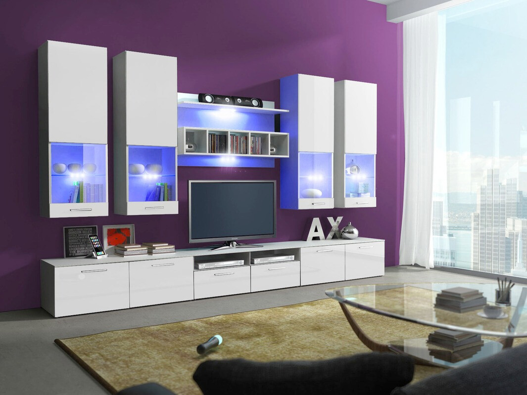 Набор для гостиной Nashville 107 (Белый + Глянцевый белый)