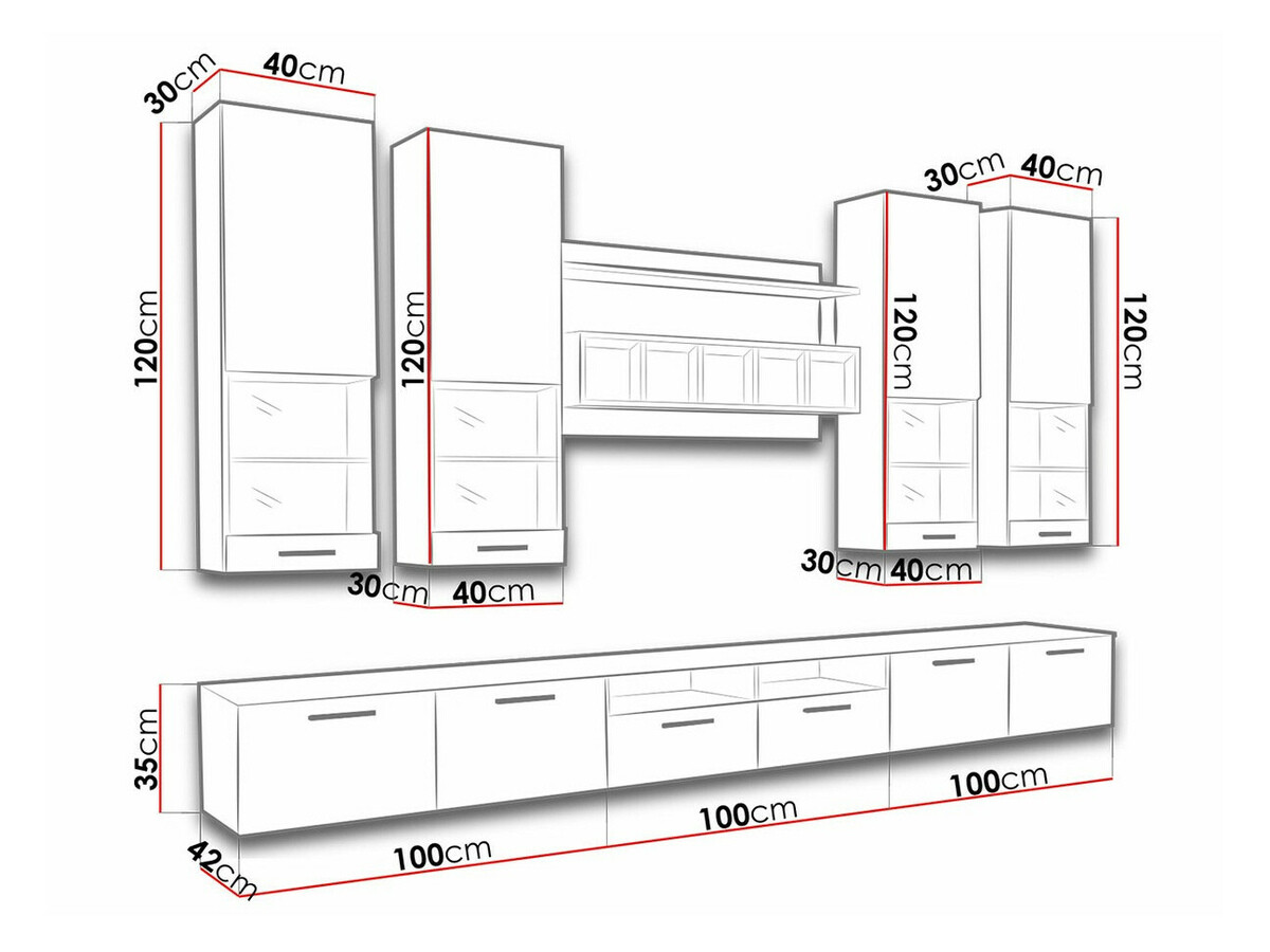 Набор для гостиной Nashville 107 (Белый + Глянцевый белый)