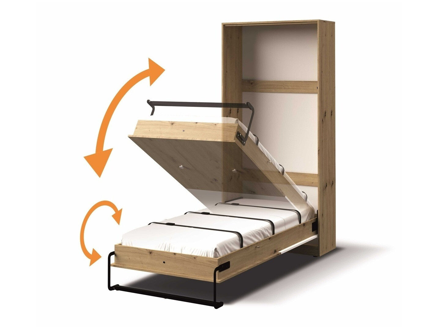 Настенная кровать Mirelbu 113 (Artisan дуб + Белый + Чёрный)