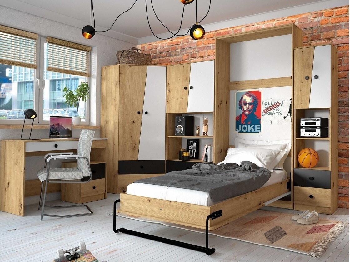 Sienas gulta Mirelbu 113 (Artisan ozols + Balts + Pelēks)