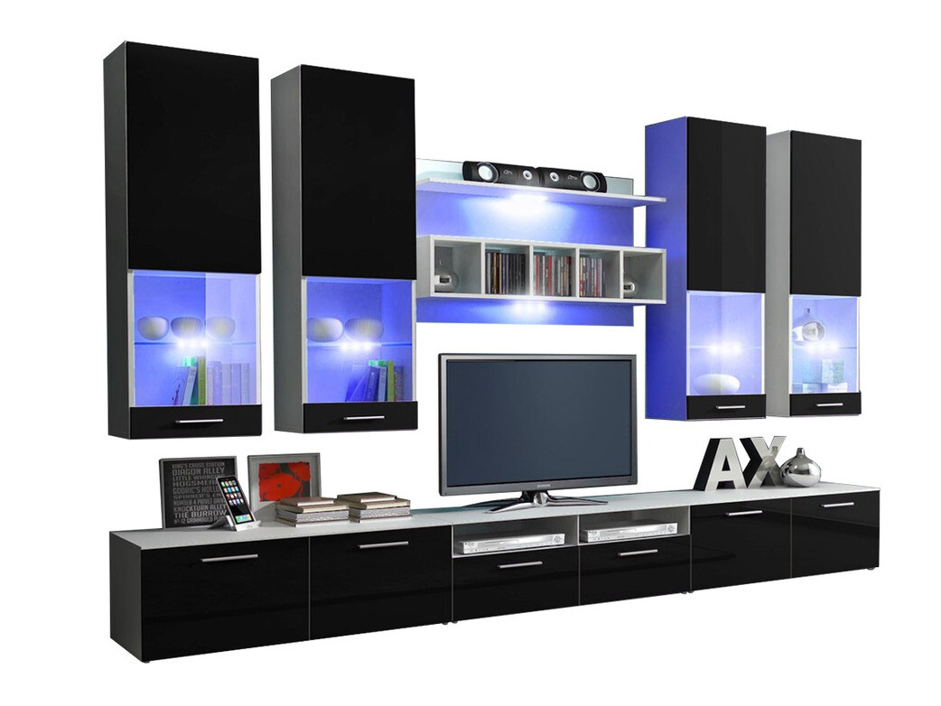 Viesistabas komplekts Caelum (Balts + Glancēts melns)