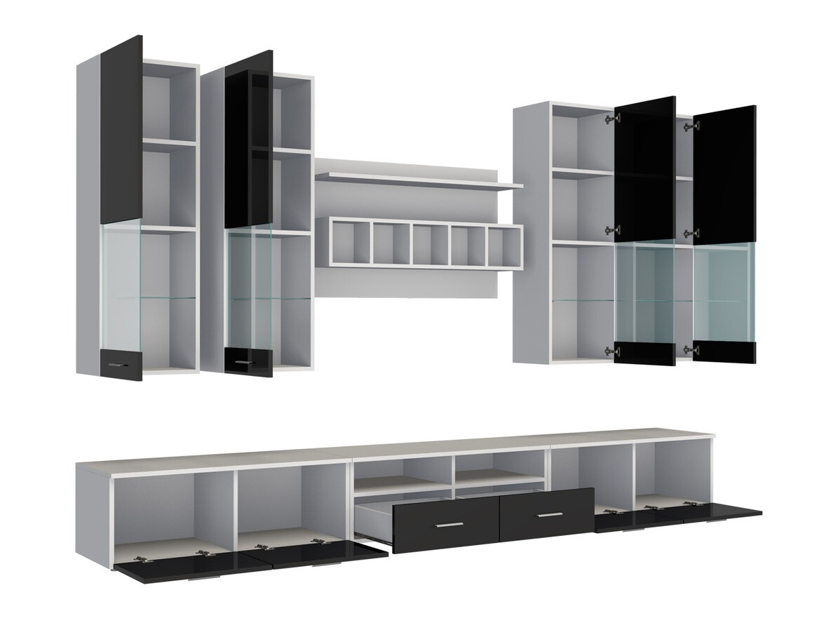 Viesistabas komplekts Nashville 107 (Balts + Glancēts pelēks)