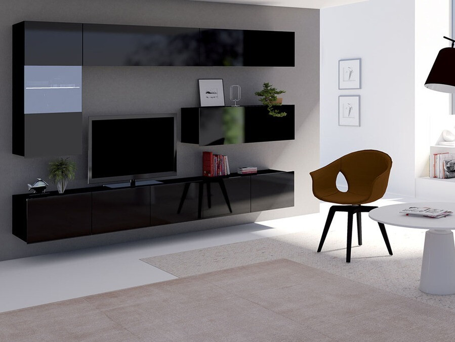 Набор для гостиной Tivdalu 108 (Чёрный + Глянцевый черный)