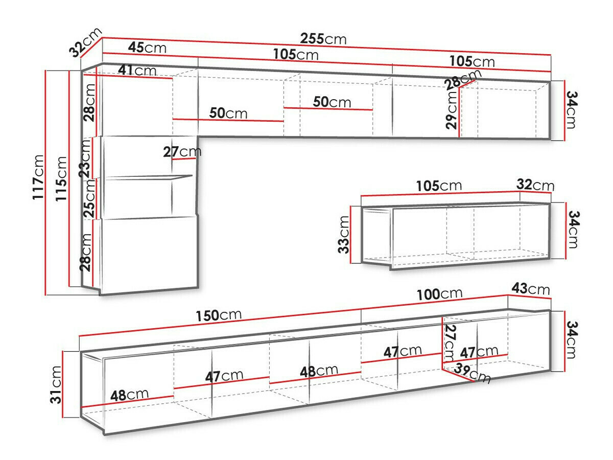 Набор для гостиной Tivdalu 108 (Чёрный + Глянцевый черный)