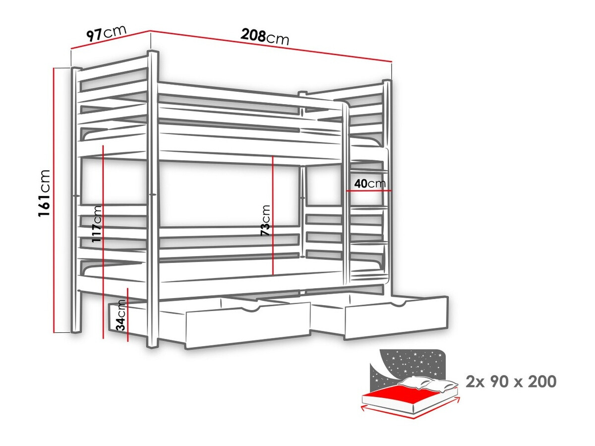 Двухъярусная кровать Vista 101 (Сосна)