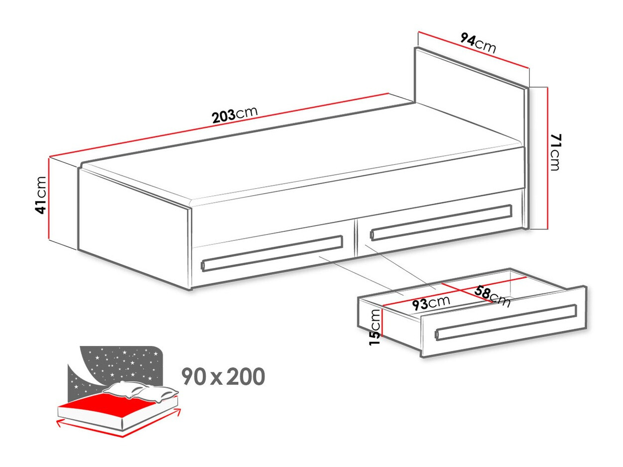 Кровать Merevari 102 (Белый + Глянцевый белый + Серый)