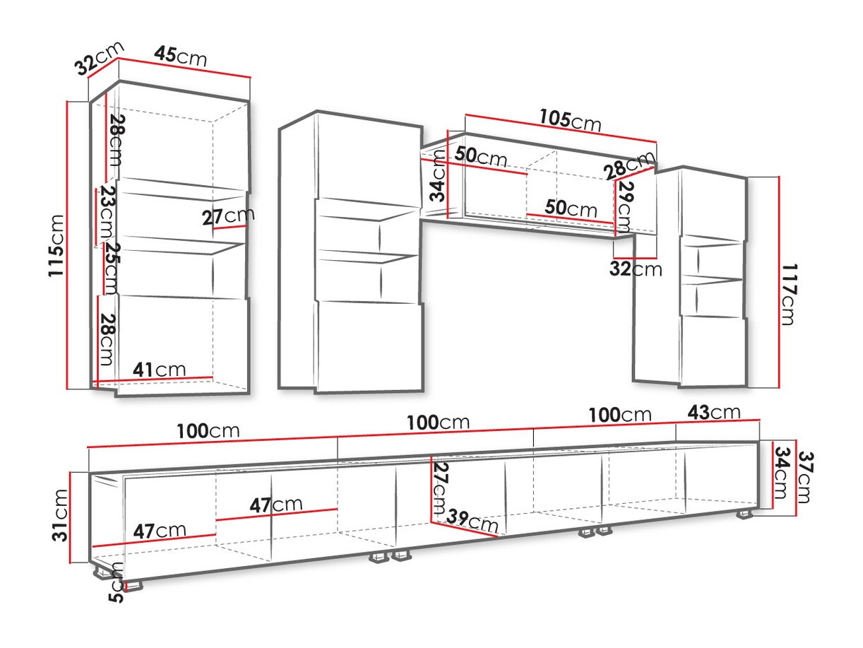 Набор для гостиной Tivdalu 121 (Чёрный + Глянцевый черный)