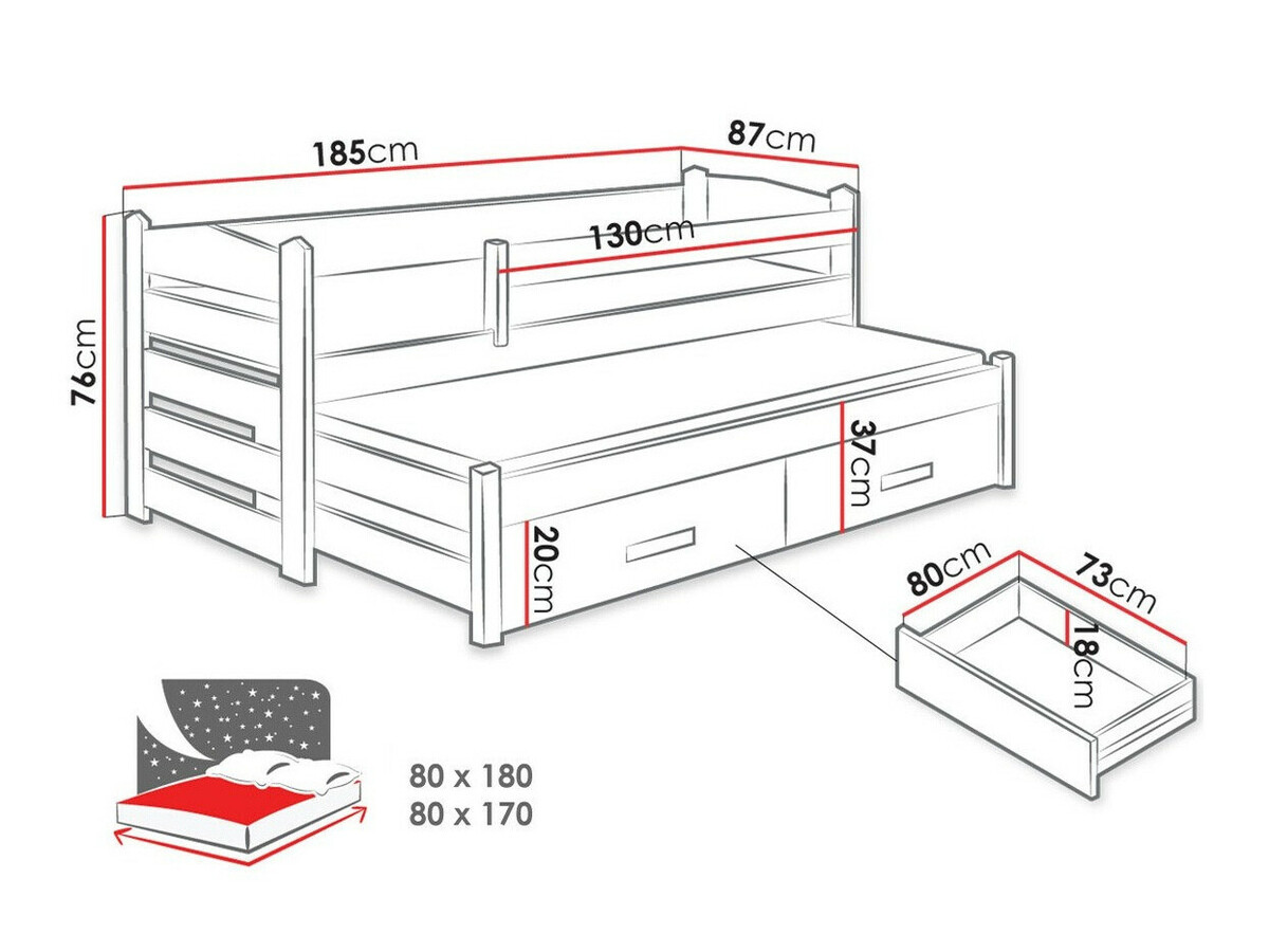 Кровать Henderson 139 (Белый + Artisan дуб)