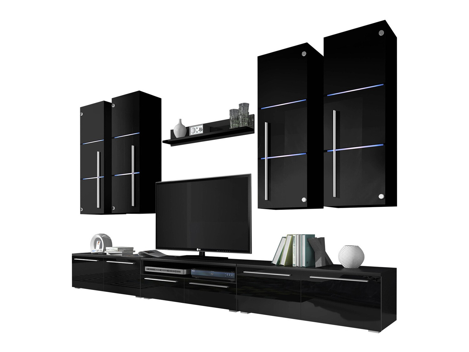 Набор для гостиной Nashville 102 (Чёрный + Глянцевый черный)