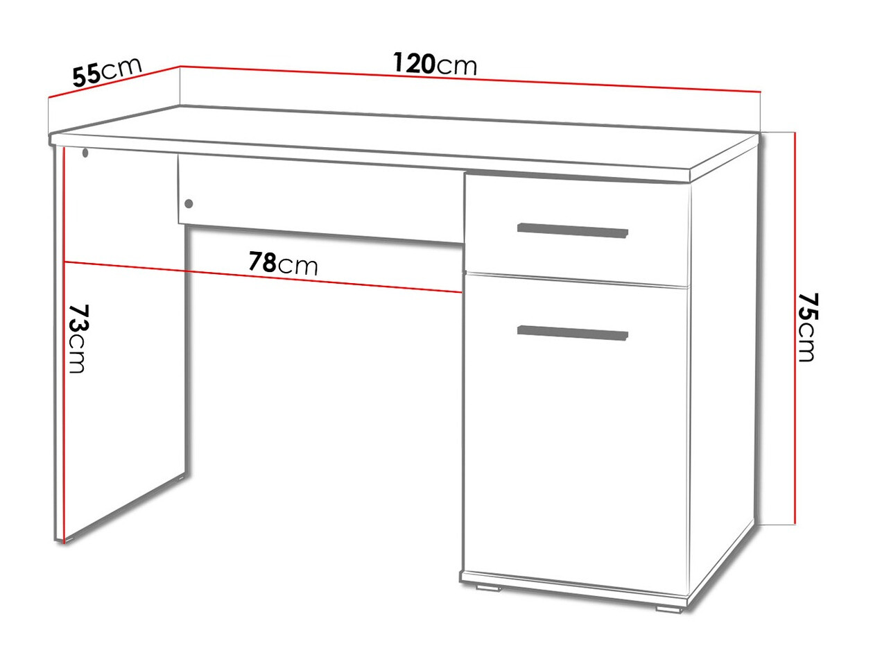 Письменный cтол Cirveso 114 (Сонома Дуб + Глянцевый белый)
