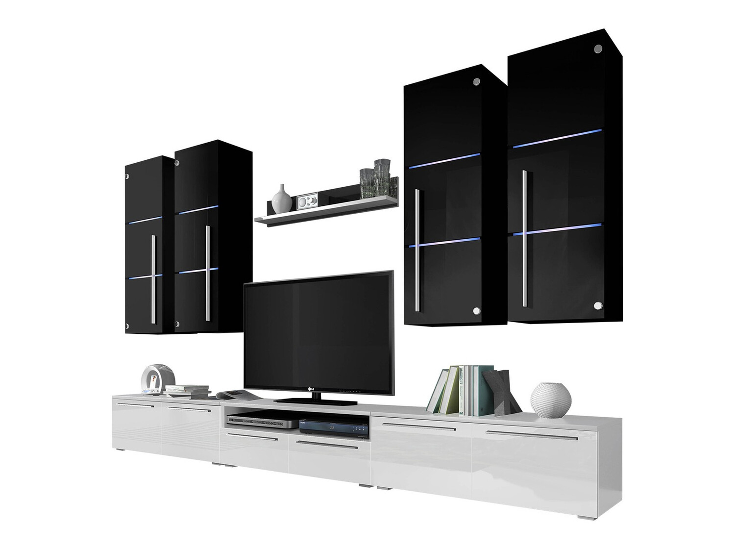 Viesistabas komplekts Flos (Balts + Glancēts balts)