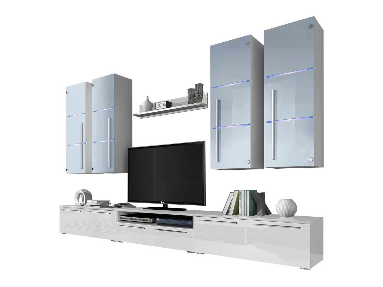 Viesistabas komplekts Nashville 102 (Balts + Glancēts balts)