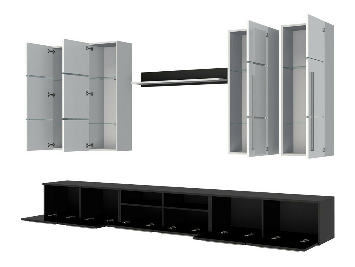 Viesistabas komplekts Nashville 102 (Melns + Glancēts melns)