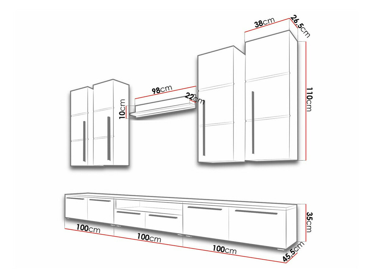 Viesistabas komplekts Nashville 102 (Melns + Glancēts melns)